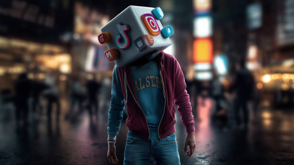 yapay zeka kullanan sosyal medya çalışanı görseli